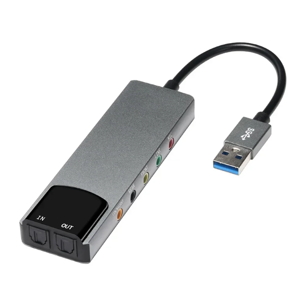 5 Interfaces Multifunction Audio Converter Adapter for Notebook Aluminium Sound Card 5.1 Audio USB External Optical Sound Card