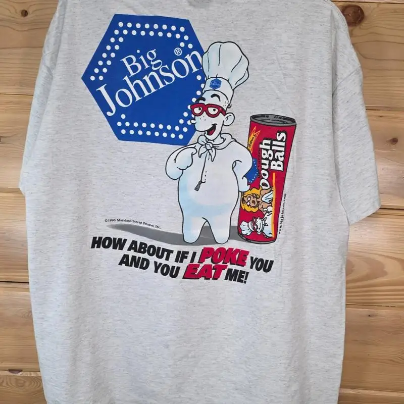 

Vtg Big Johnson T Shirt Men 2Xl Pillsbury Doughboy Parody 90S Rare Stain