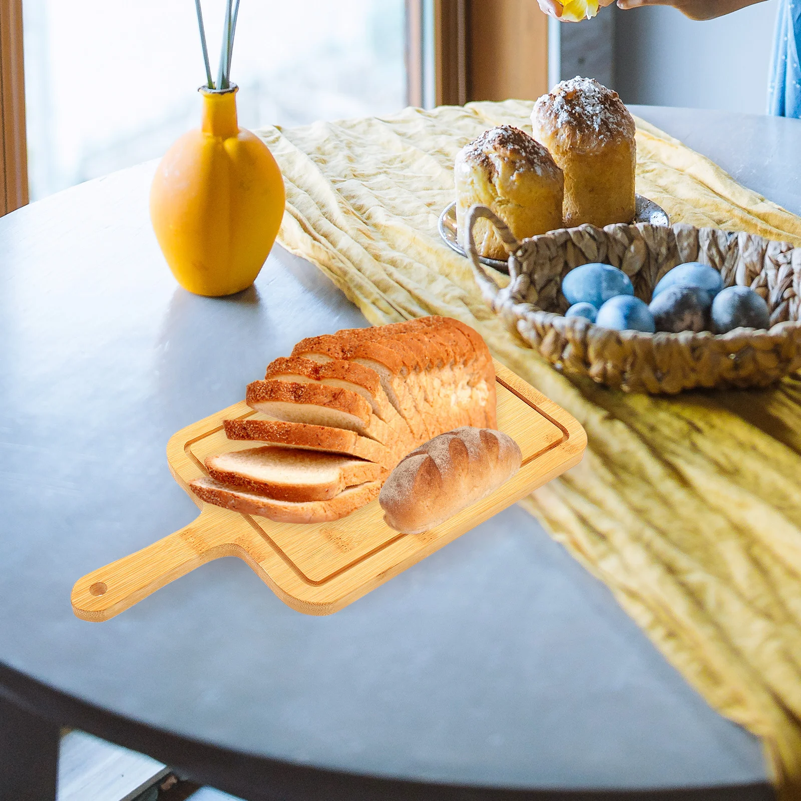 

Phyllostachys Pubescens Household Pizza Board Safe Non-Slip Cutting Bread Tray Multi-Function Kitchen Serving Steak