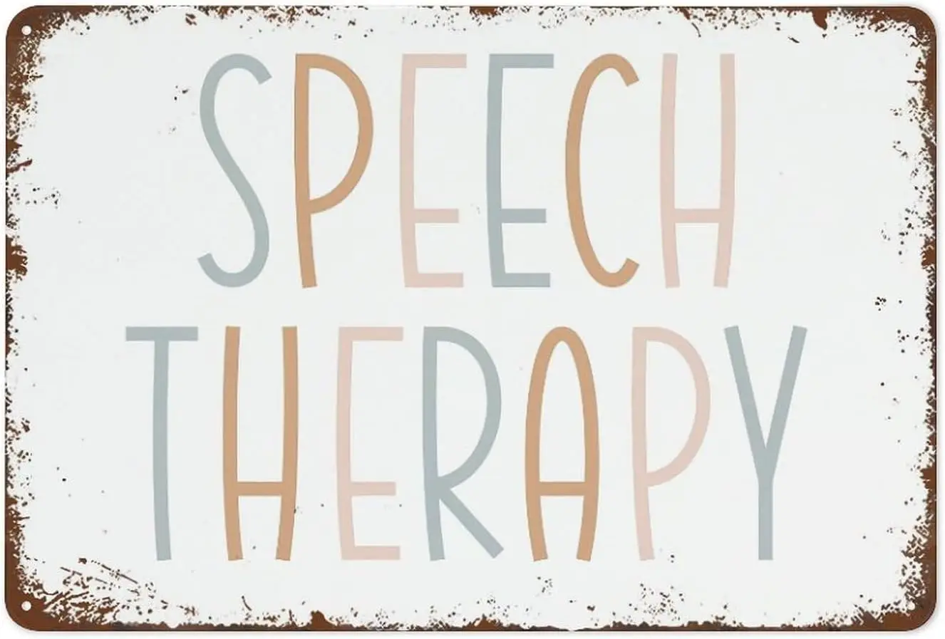 Funny Vintage Tin Metal Sign Speech Therapy Sign Speech Pathology Decor Office Wall Art 8x12 Inch Suitable for Home and Kitchen