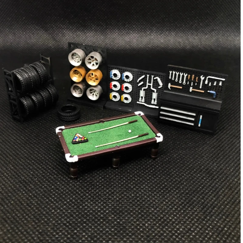 1:64 Exhaust Display Stand Garage Scene Accessories Collocation Miniature Scene DIY Parts Hobby Figure Custom Modification Fans