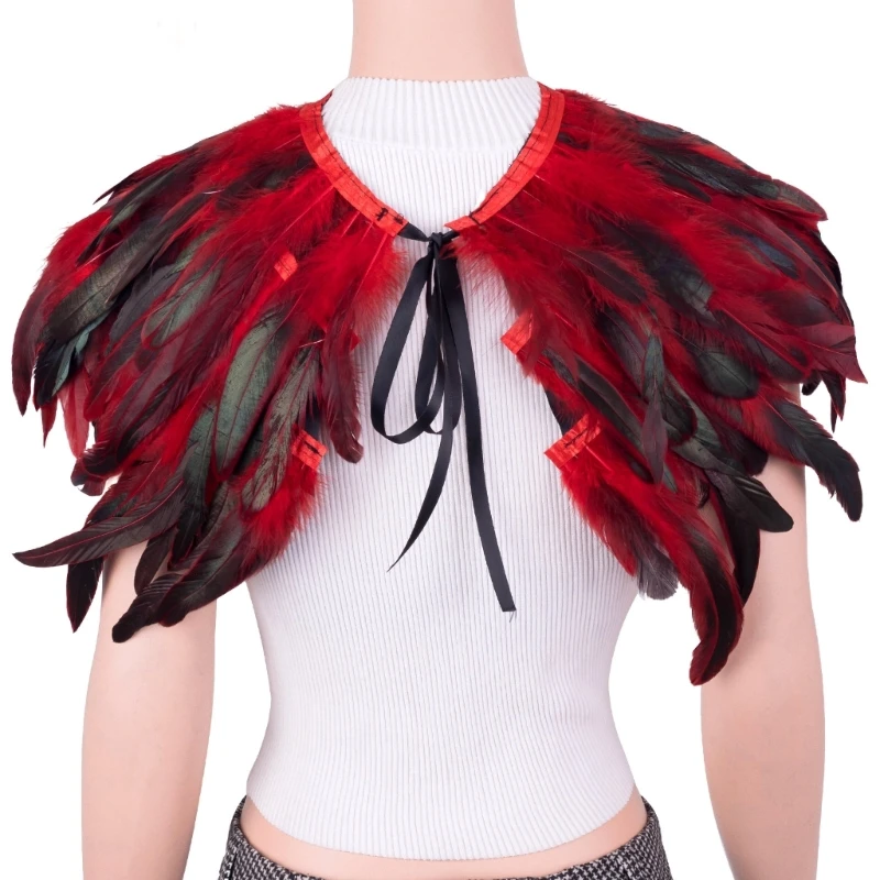 x4yc女性用エレガントなフェザーショール1920年代のコスプレ向けの調整可能なショルダーラップ
