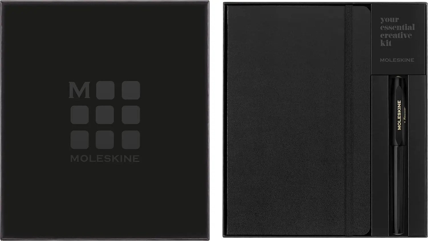 

Classic Notebook and Roller Pen Set, Large, Ruled, Black, Hard Cover (5 x 8.25)