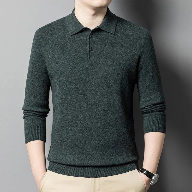 Und Herbst Winter hochwertige Business Casual verdickte Wolle für Herren 100% Schafwolle Polo Neck Bottom Sweater