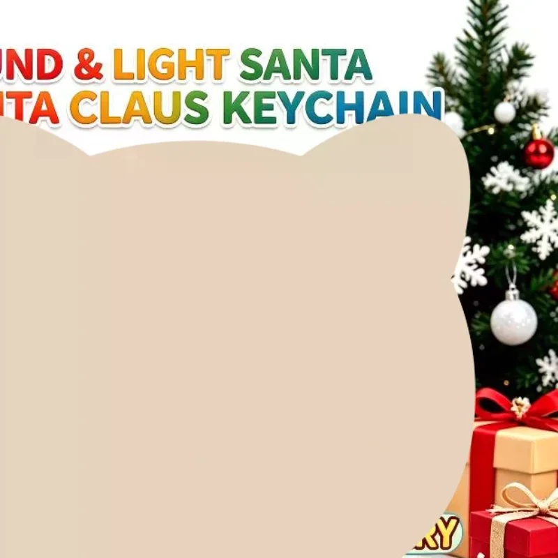 Santa Claus Fidget Toy Keychain Battery Type With Sound LED Light Keyboard Clicker Stress Relief For Christmas Gift Bag Decor