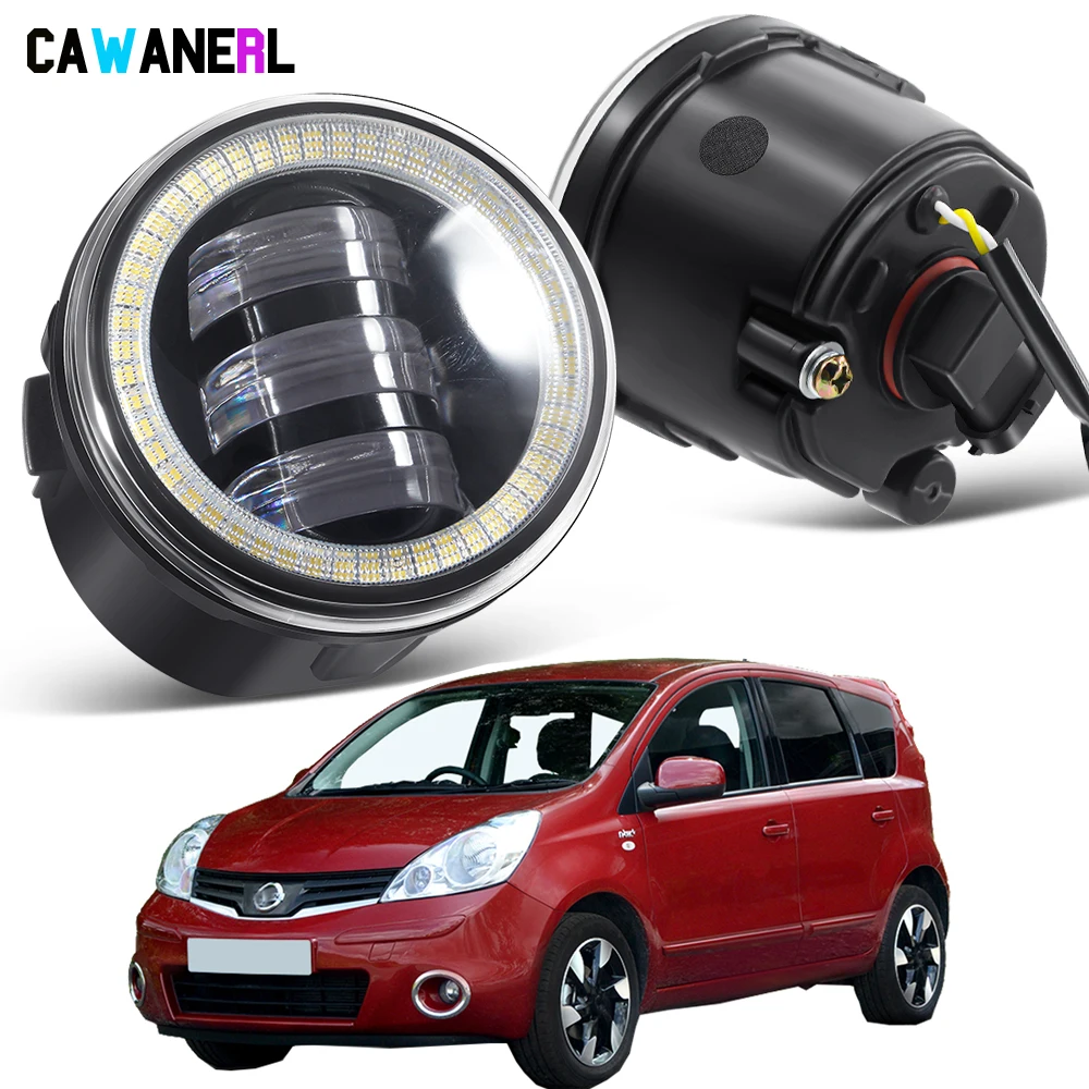 2 Pieces H11 Car Front Bumper LED Fog Light Assembly Angel Eye Daytime Running Lamp DRL 30W For Nissan Note 2006 2007 2008 2009