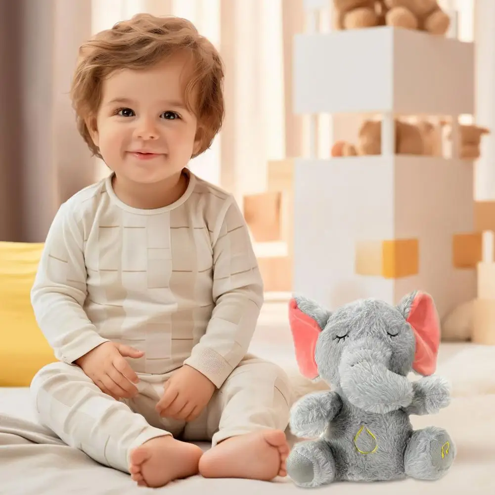 Elephant Plush Stuffed with Music Light Soothing Plush Toy for Sleep Glowing Elephant Rabbit Night Light Rhythmic Elephant