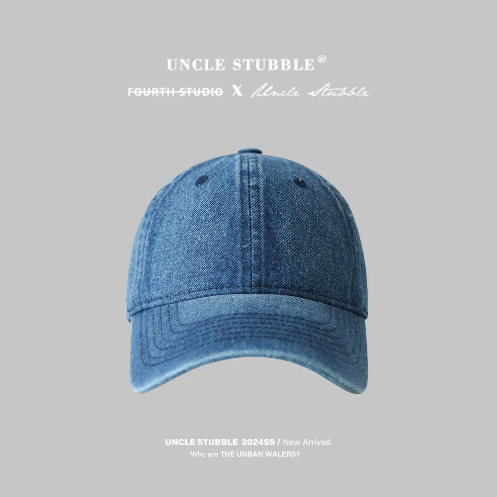 Retro and simple Feng Shui polished board denim baseball cap suitable for both men and women's daily casual wear combinations