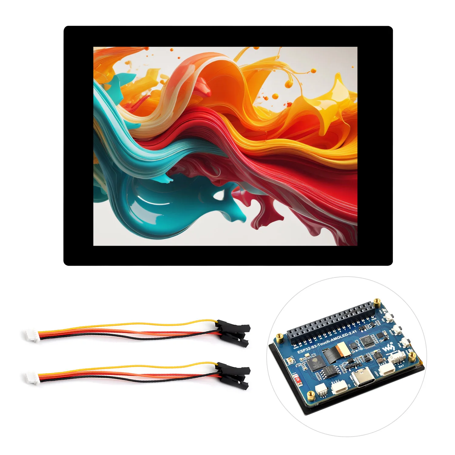 waveshare-esp32-s3-carte-de-developpement-d'affichage-tactile-amoled-241-pouces-accelerometre-et-capteur-gyroscope-integres-esp32-avec-affichage