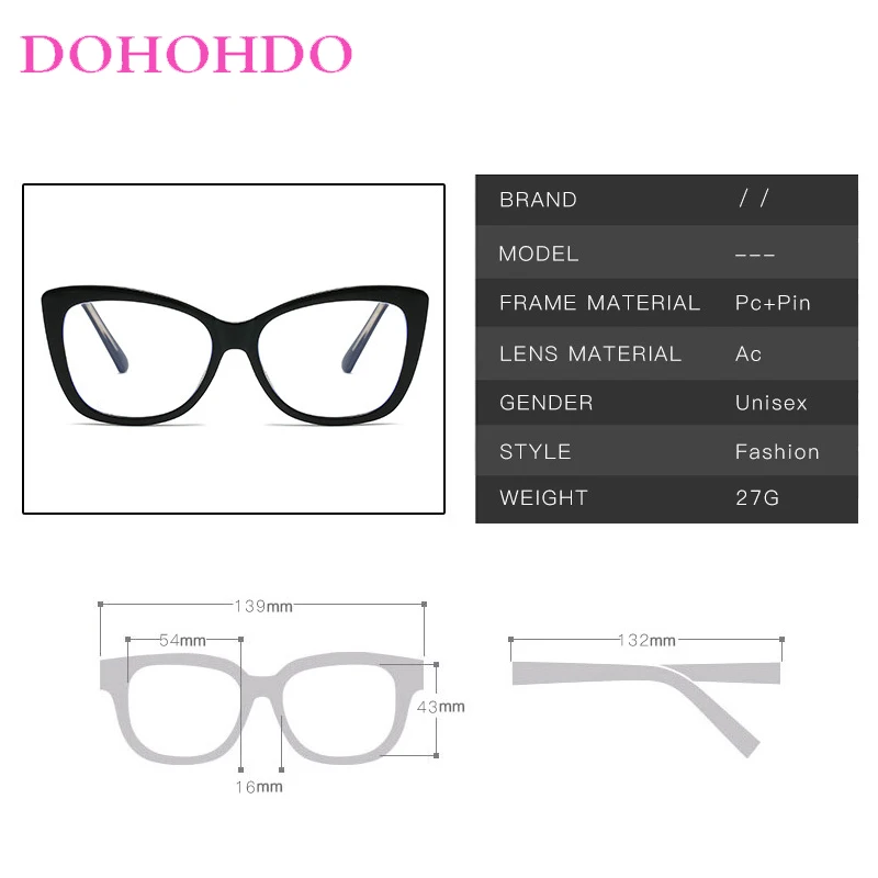 Trend Luxury Brand Designer Cat Eye's Eyeglasses Men Women Computer Anti-Blue Light Glasses Fashion Classic Eyeglasses Unisex