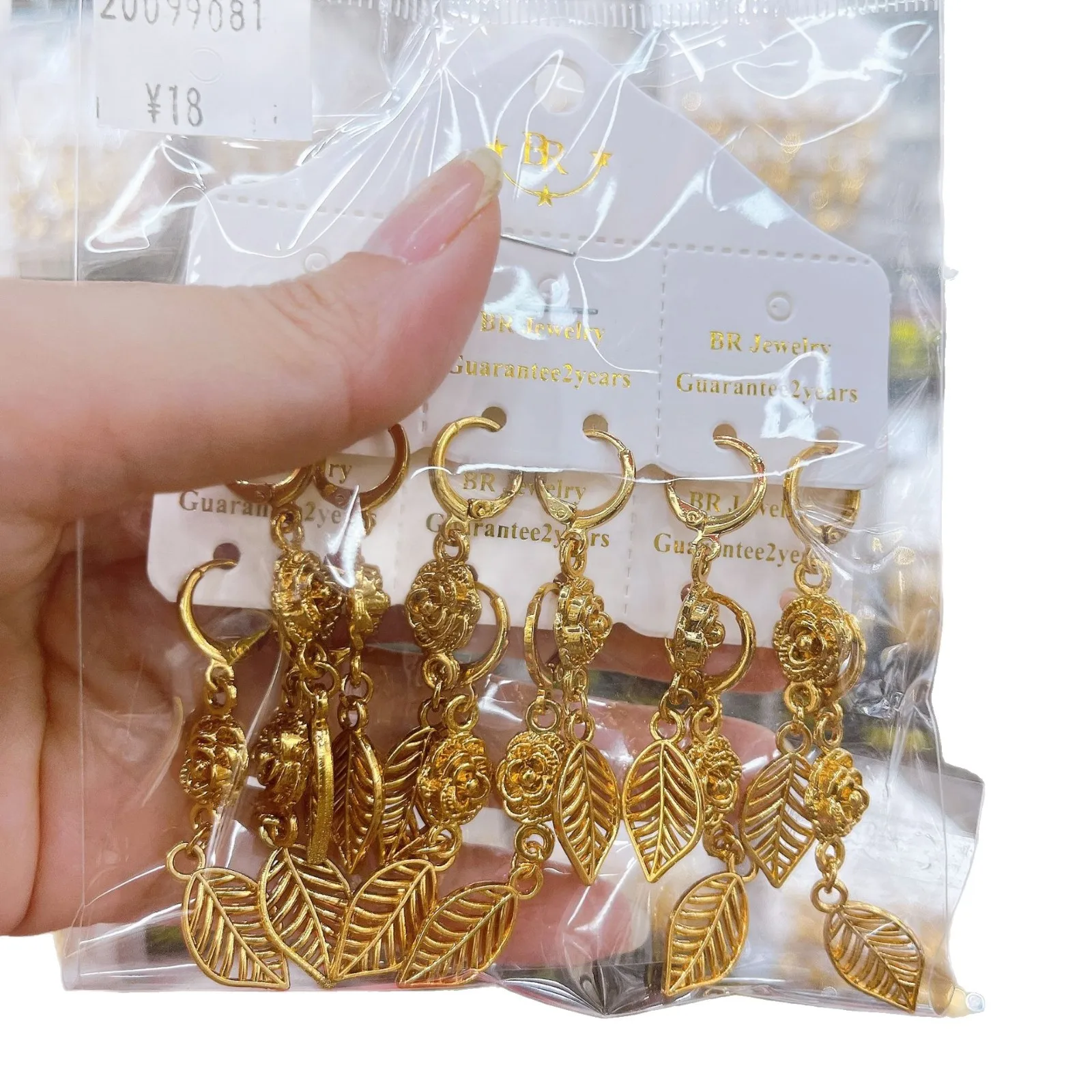 12Pairs Women's Gold Plated Copper Drop Earrings Set Light Luxury White Zirconia Ear Clips Fashion Jewelry for Wedding Gift