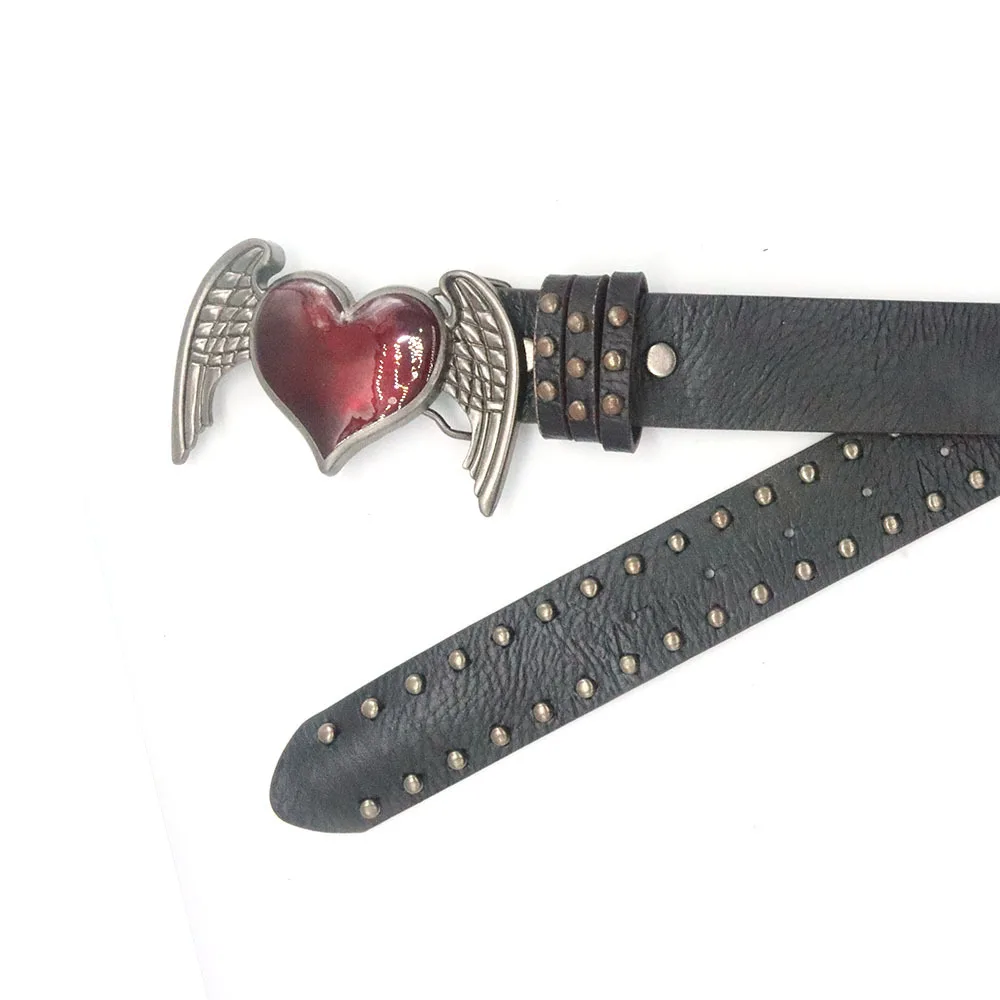 Gotico Y2K Donna Uomo Cinture Goth Ladies Cowboy Hip hop Punk Rivetto Scheletro Stampa Cintura Jeans Cintura