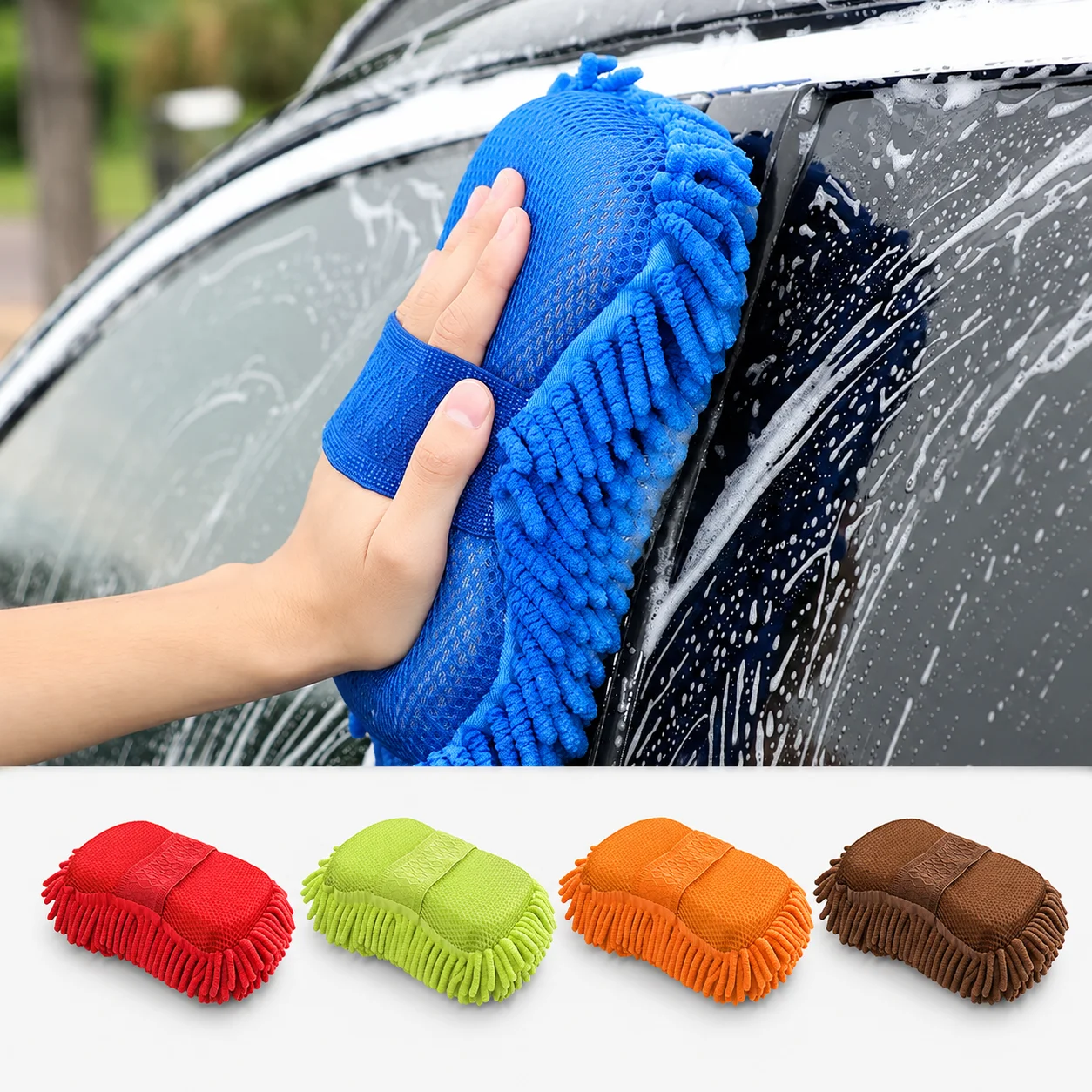 Car Wash Mitt Microfiber Chenille Sponge Cleaning Glove Scratch Free Absorbent Washing Pad Towel Auto Detailing Care Accessories