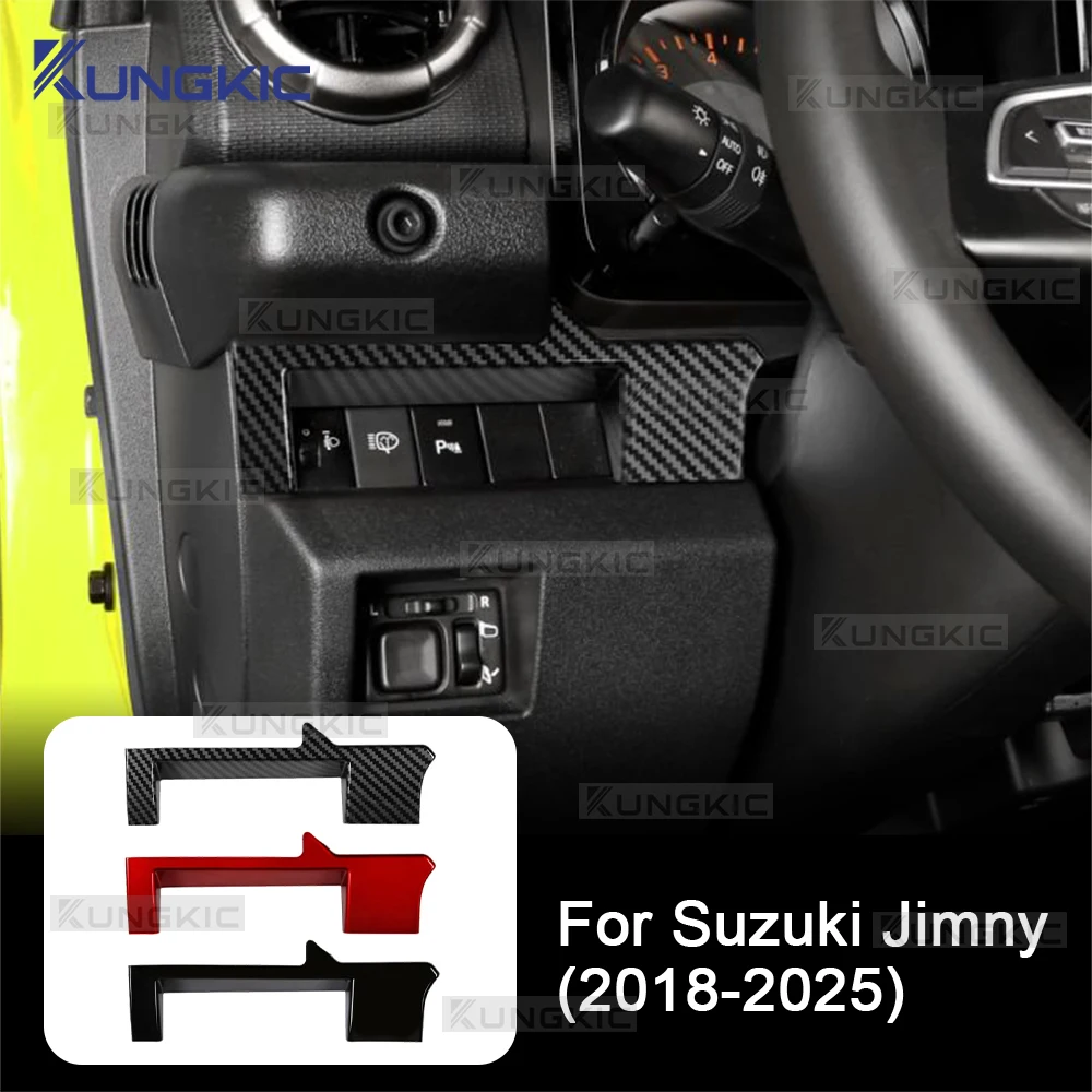 

Car Multifunctional Button Frame For Suzuki Jimny 2018 2019 2020 2021 2022 2023 2024 2025 Carbon Fiber ABS Glossy Black LHD RHD