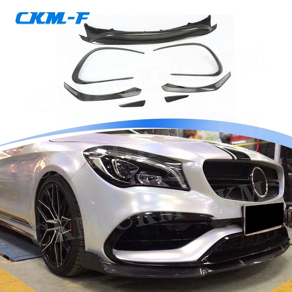 Carbon Fiber Front Bumper Lip Spoiler Flaps Canard for Mercedes Benz CLA Class W117 CLA45 AMG 2016 2017 2018 Car Trim Cover