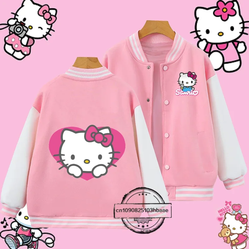 2024 Dziecięcy mundur bejsbolowy Disney Seria 1-14 prezent urodzinowy Hello Kitty Cartoon Print Chłopcy Dziewczynki Kawaii Jesień Zima Płaszcz kurtka