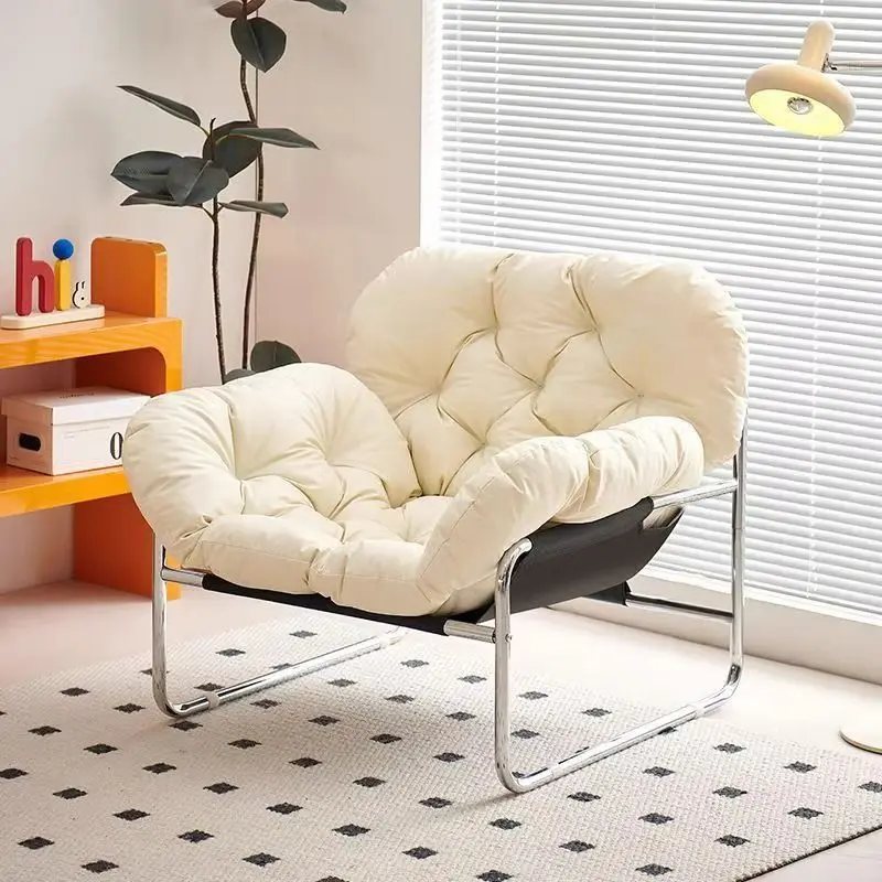 

Nordic Style Single Sofa Chair Living Room Balcony Iron Sofa in Ancient Style Pure Color Cat Scratch Leather Lunch Sofa Iron