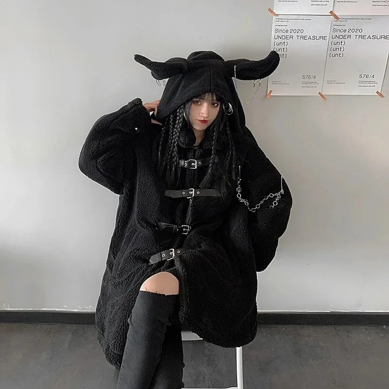 ALTDITS 2024 Emo Alt Neckerchief Women Harajuku Vintage Mall Goth Grunge Cute Rabbit Cap Scarf Streetwear with Chain Wrap Female