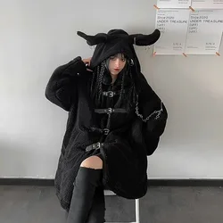 ALTDITS 2024 Emo Alt Neckerchief Women Harajuku Vintage Mall Goth Grunge Cute Rabbit Cap Scarf Streetwear with Chain Wrap Female