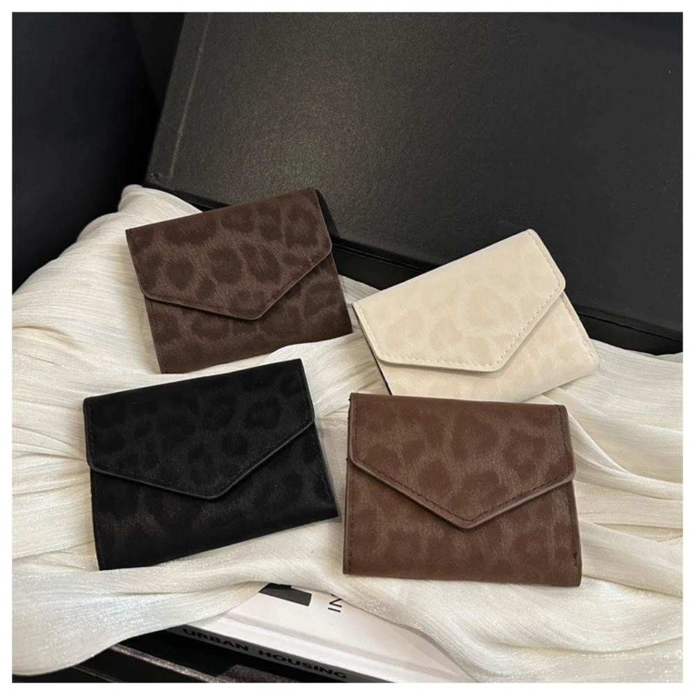 Fashion Leopard Print Card Holder Wallet Women PU Leather Slim Tri-fold Coin Purse Luxury Credit Card Case Multi-slot Mini Bag