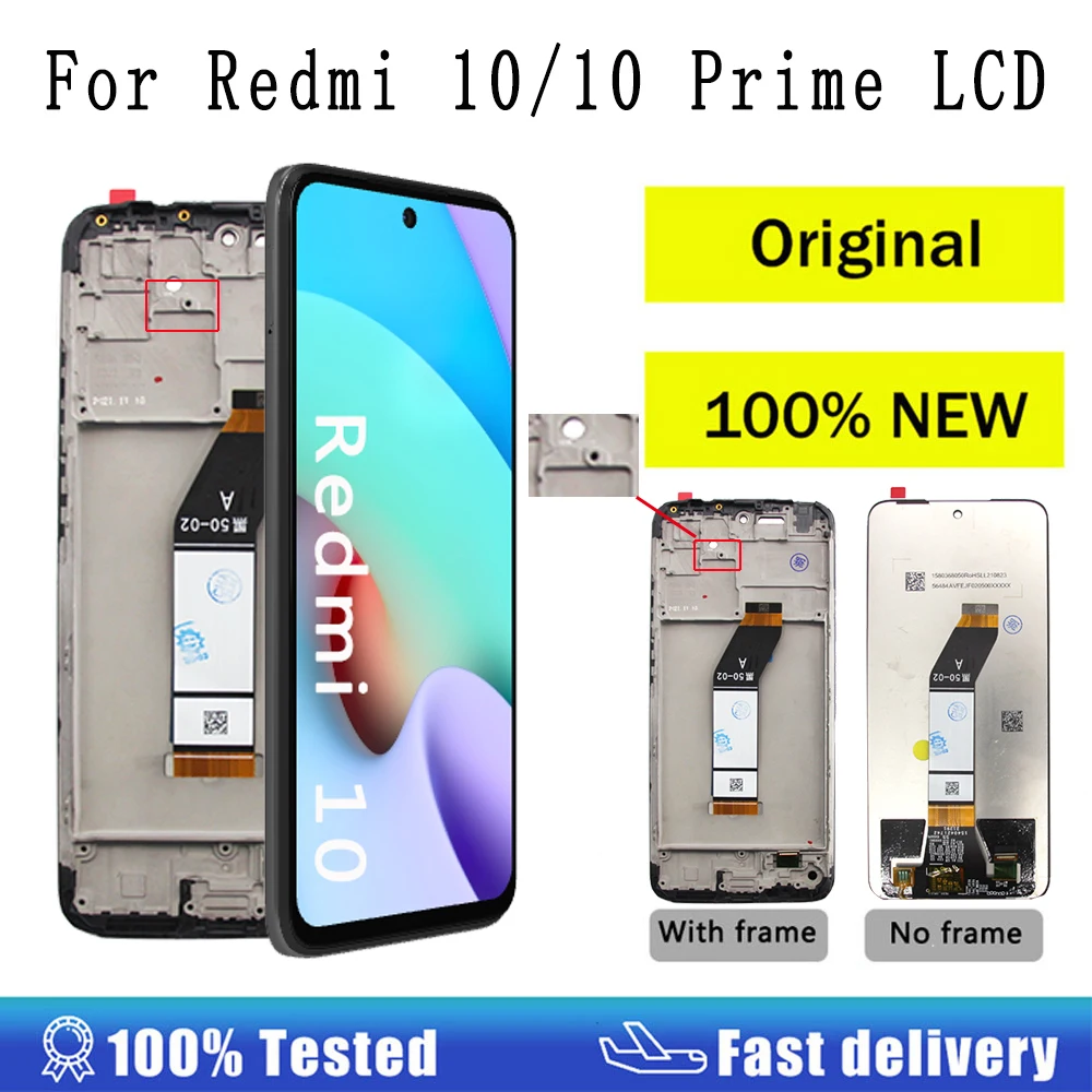 Original LCD For Xiaomi Redmi 10 LCD Display Touch Panel Screen Digitizer Assembly For Redmi 10 Prime 21061119AG LCD With Frame