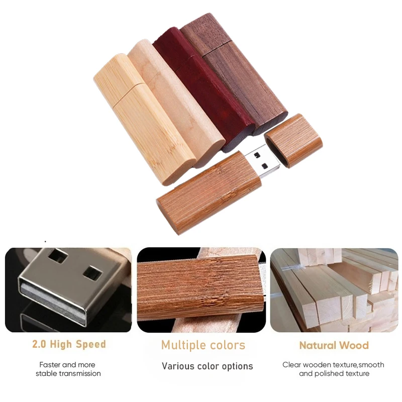 Wooden USB 2.0 Flash Drives 64GB Key Chain Pen Drive 32GB Portable Memory Stick Business Gift U Disk For Laptop USB Stick 16GB