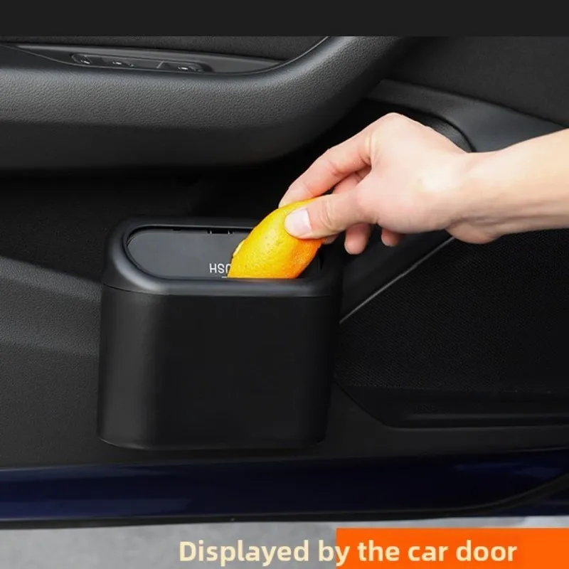 For Fiat Ducato 2014~2025 Car Door Seat Clip Stand Holder Kit Black Square Pressing With Lid Mini Portable Trash Can Accessories