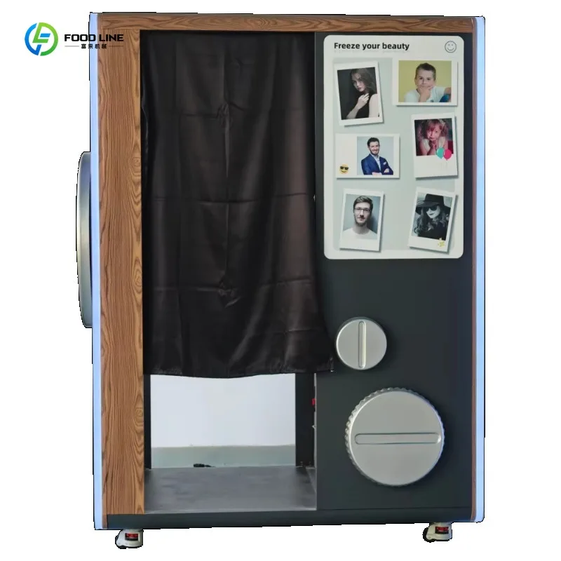 Customized Touch Screen Self-Service Photo Booth Metal Construction SLR Camera Bluetooth QR Code Instant Print Vending Machine
