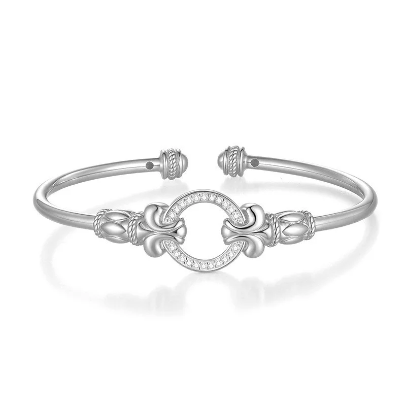 

ZFSILVER Серебро s925 модный роскошный модный муассанит цветок круг браслет для подвесок женские свадебные украшения подарок B20072