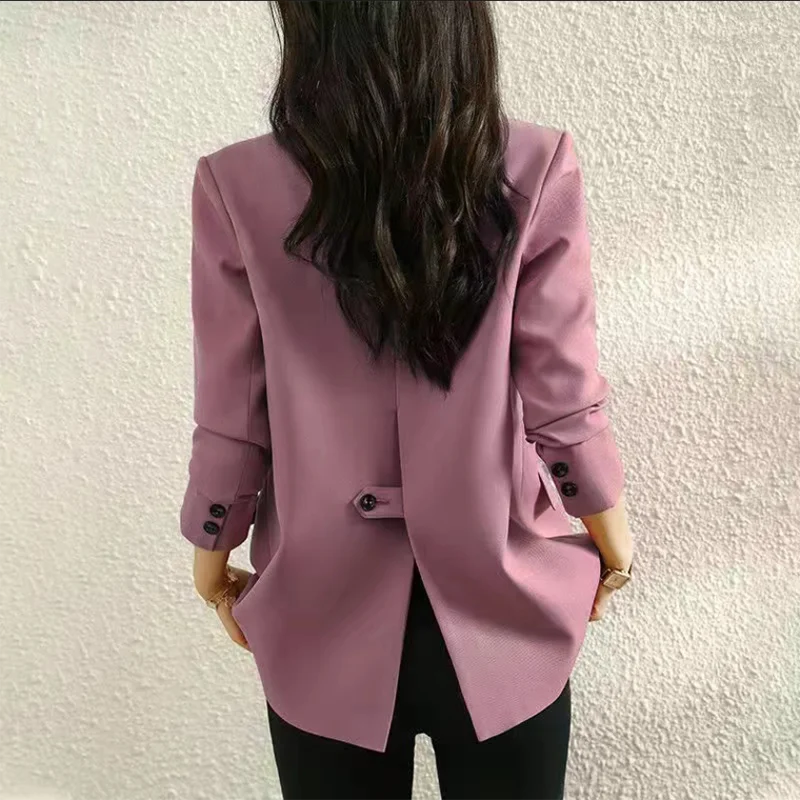 Jaket Blazer santai profesional Formal wanita, atasan kantor wanita kancing sebaris tipis musim panas 2025