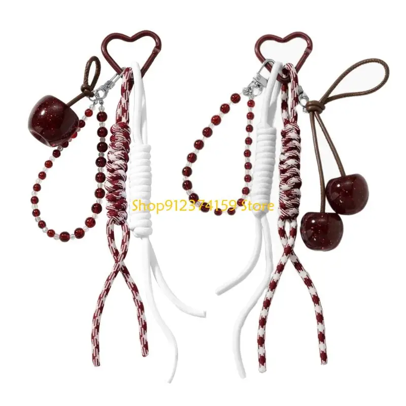 

G5AE Fashionable Cherry Shaped Bag Accessory Metal Keyring Fashion Key Holder