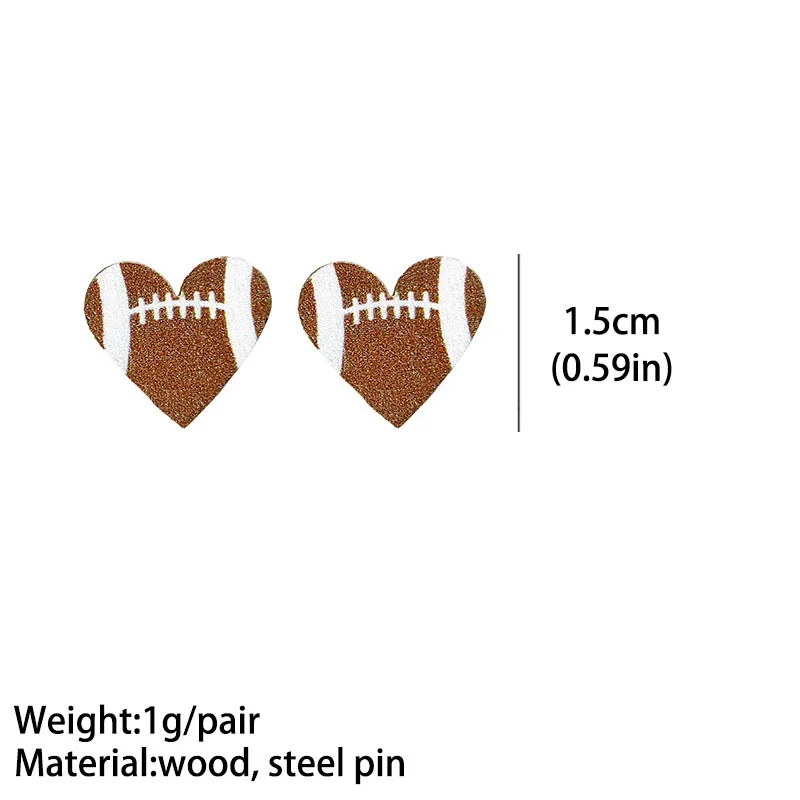 Picture 6: Retro Sports Earrings Heart Shaped Sports Baseball Studs Rugby Football Volleyball Basketball Ear Studs Fashion Jewelry
