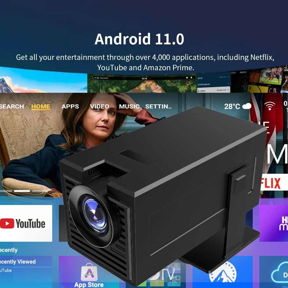 Polaring P50Mini 프로젝터 AllWinner H713 안드로이드 5G Wifi BT 250Ansi 시네마 홈 키스톤 HDMI Proyector 1080P 4K 프로젝터