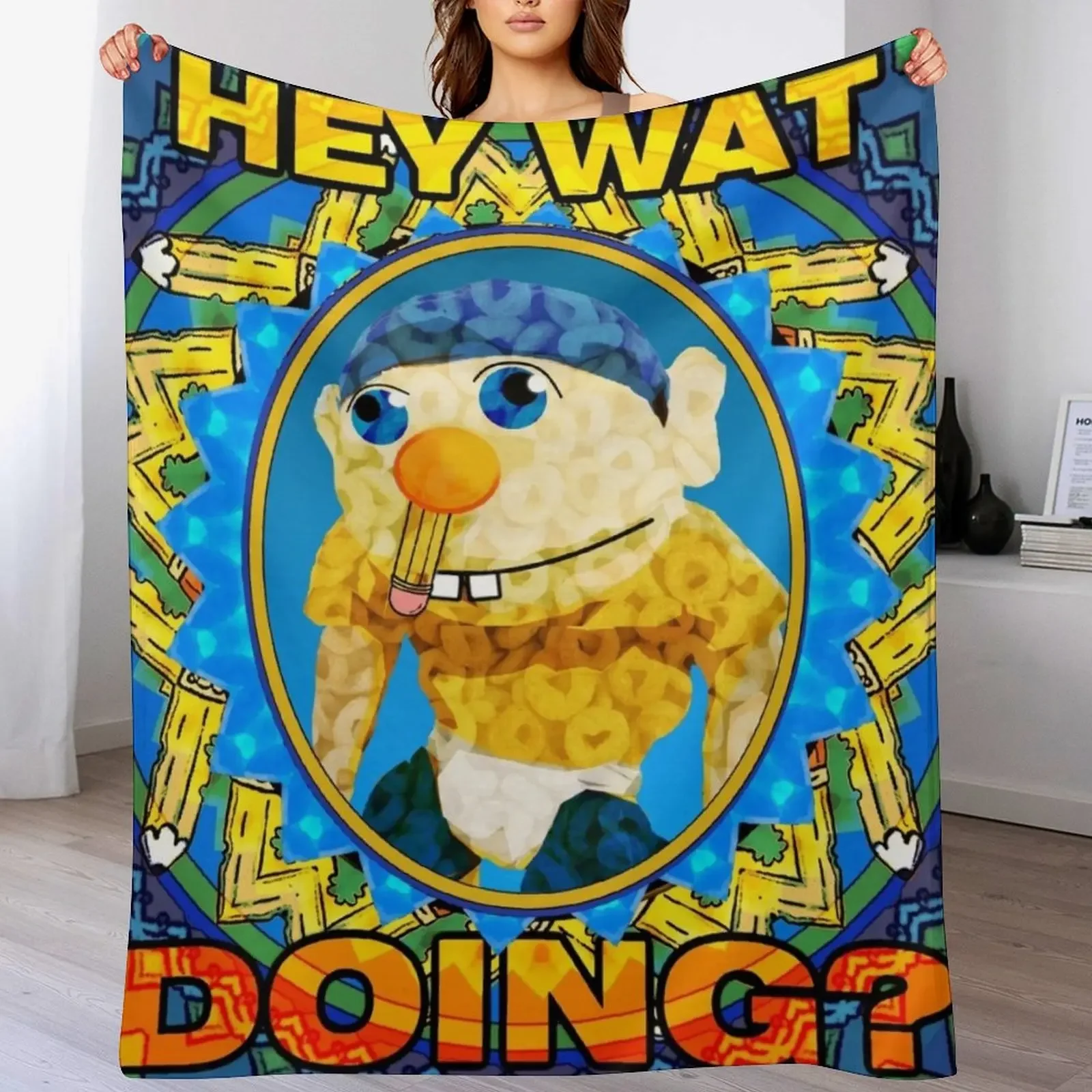 

HEY WAT DOING SML Throw Blanket Cute Plaid Decoratives Baby Blankets For Baby Blankets