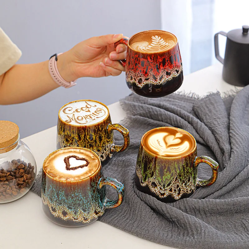 Large-Capacity Kiln-Change Ceramic Mugs - Creative Coffee & Water Cups for Couples