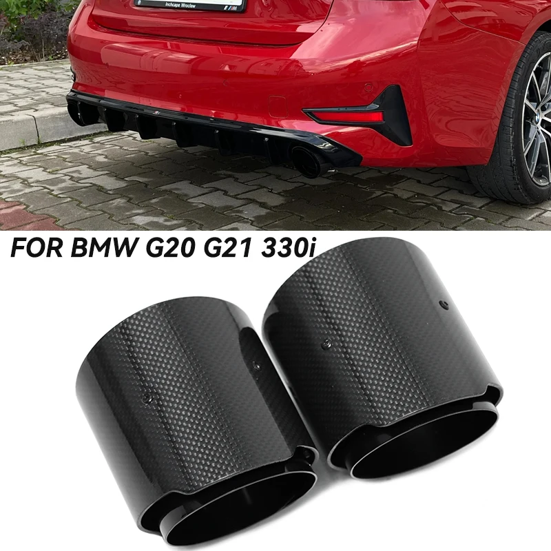 

2 шт./лот, выхлоп из углеродного волокна для BMW G20 G21 320i 330i G22 G23 G26 420i 430i, наконечник глушителя, надеваемая выхлопная система выхлопной трубы