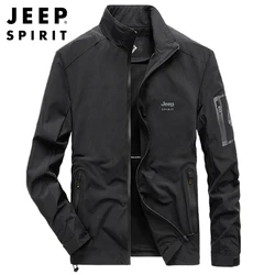 JEEP SPIRIT men jacket spring  autumn slim fit casual fashion high quality tooling stand collar coat top clothes