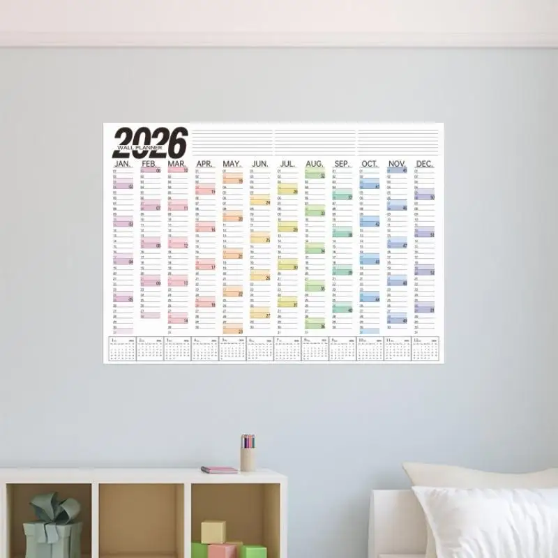 2026 Wall Calendar Blank Gird Memo Daily Planner Simple Room Decoration Single Schedule Sheet Annual Wall Hanging Calendar