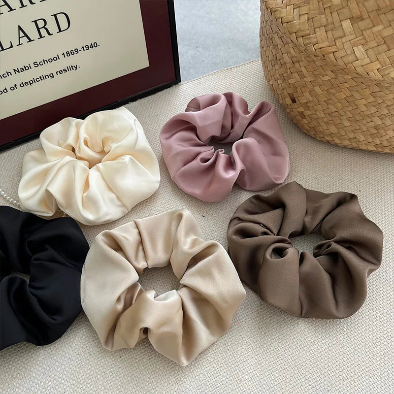 New Satin Fabric Sausage Loop Hair Rings Women Solid Color Versatile High-end Tie Hair Rope High Ponytail Leather Band