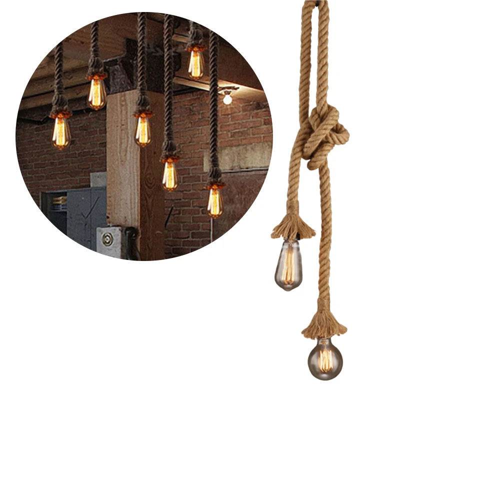 

Wicker Hanging Rope Chandelier Decorative Lamp Farmhouse Pendant Light Fixtures