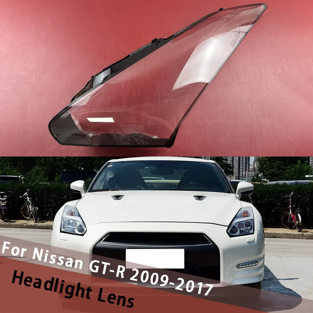 

For Nissan GT-R 2009-2017 (Black Edge) Headlamp Cover Shade Front Headlight Lamp Shell Plexiglass Replace Original Lampshade