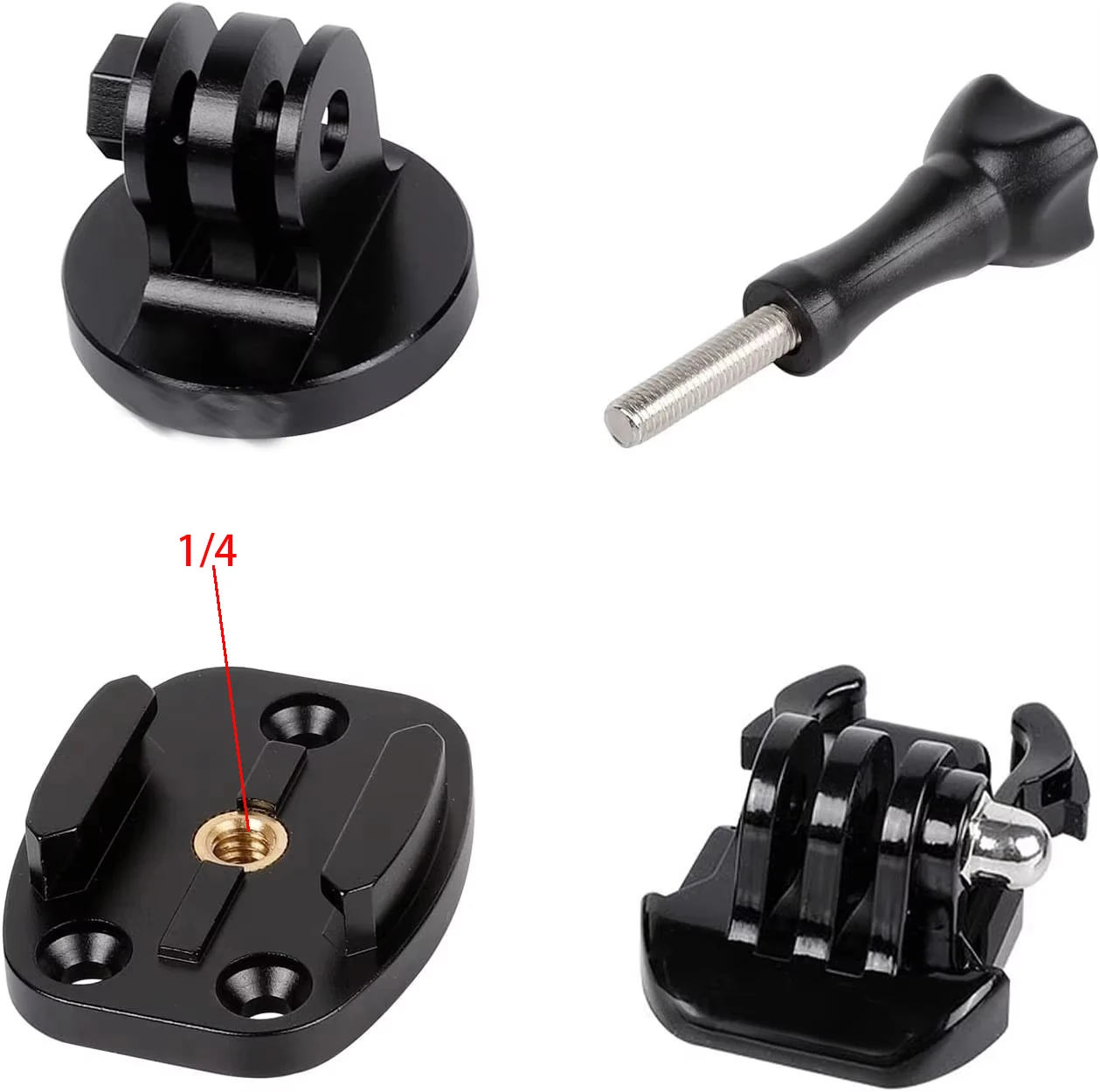 Крепление адаптера для штатива/монопода 1/4, совместимое с камерой GoPro Hero 11, 10, 9, 8, 7, 6, 5, AKASO, Insta360, DJI Osmo Action 2 3 CNC Quic