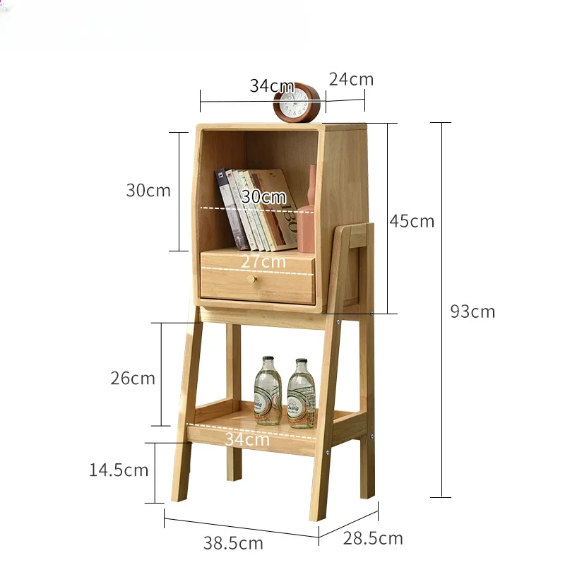 Imagem -03 - Nordic Retro Wood Bedhead Floor Bookshelf Armazenamento Rack para Sala Sofá Side Noz Cor