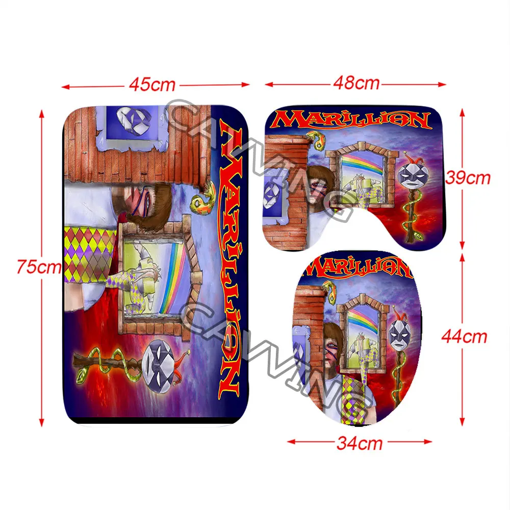 MARILLION Rock 3D Shower Curtains Waterproof Bathroom Curtain Anti-slip Bath Mat Set Toilet Rugs Carpet Home Decor