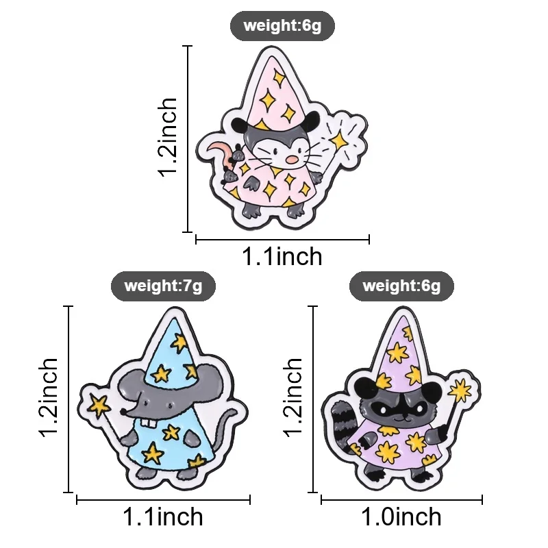 Wizard Animal Badges Skunk Mouse Raccoon Cat Magician Enamel Pins Fantasy Book Club Dragon Brooches Gift for Book Lover view 4