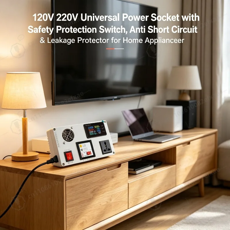 120V 220V Universal Power Socket with Safety Protection Switch, Anti Short Circuit & Leakage Protector for Home Appliance