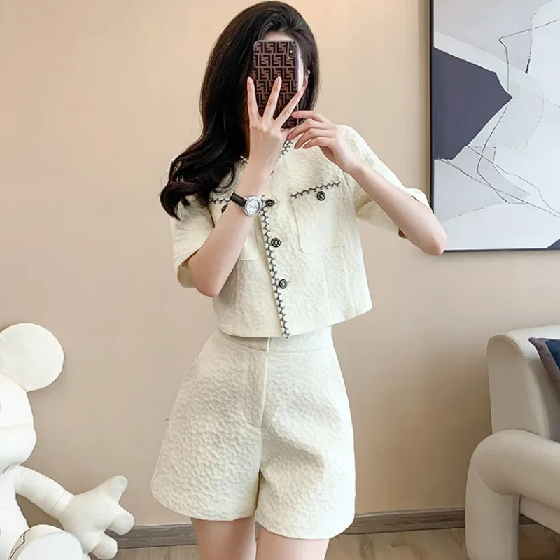 2024 Summer Clothing Small Tea Series Wear a Set of Hot Girls Lively Age-Reducing Classic Style Shorts Suit Two-Piece Suit