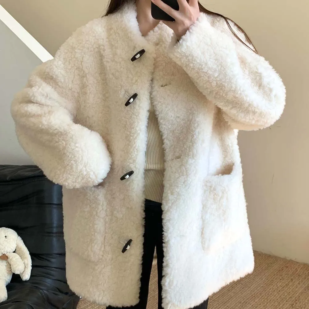 

Fur Coats For Women 2025 New Korean Fashion Loose Casual Style Lamb Wool Fur Jackets Outwear