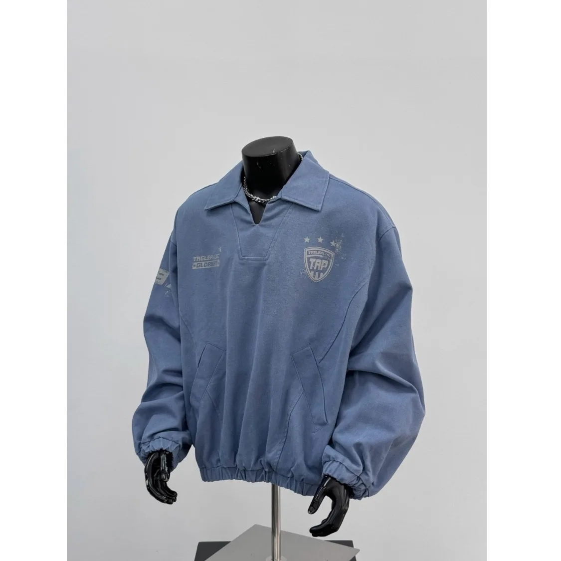 

Retro American Cleanfit Waed V-ne Hoodie Jaet Men's Trendy High Street Design Sports Outerwear Loose Fit Polyester Fiber