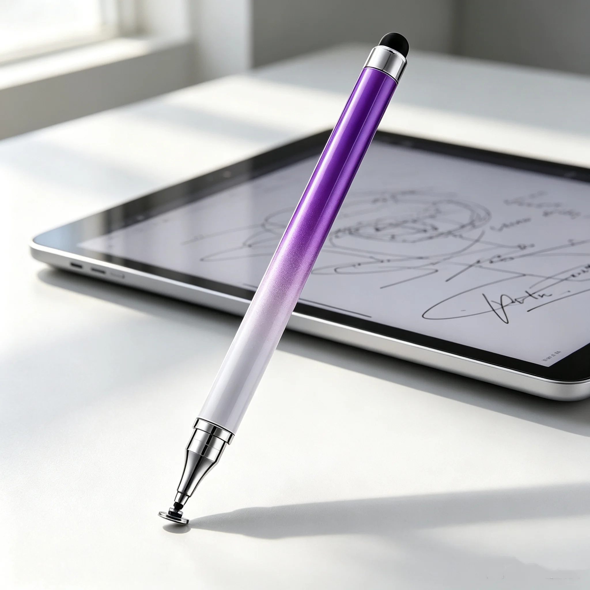 2-in-1 Stylus Pen for Touch Screens, Universal Tablet Stylus Pencil Compatible with iPad iPhone Android Samsung All Capacitive T